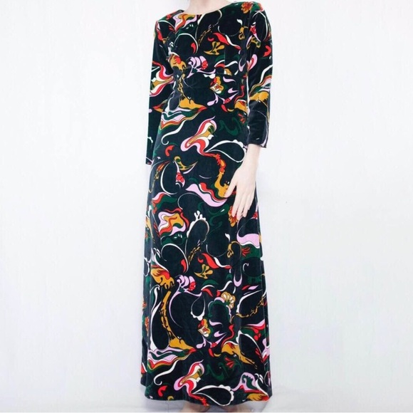 Vintage 1960s-1970s Custom Velour Gown - Picture 2 of 8